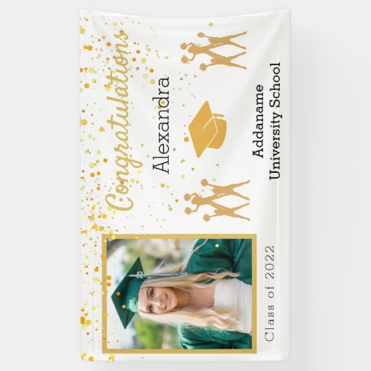 Foto Gold en white Cheerlead Afstuderen Spandoek (Verticaal)