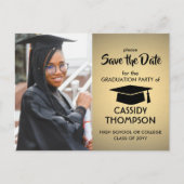 Foto Gold Faux Folie Afstuderen Sla datum op Briefkaart (Voorkant)