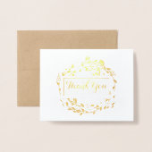 Foto Gold Foil Floral Wreath Weddenschap Hartelijk Folie Kaarten (Voorkant met envelop)