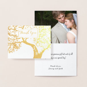 Foto Gold Foil Initialen Tree Weddenschap Hartelij Folie Kaarten