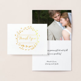 Foto Gold Foil Leaf Wreath Weddenschap Hartelijk d Folie Kaarten