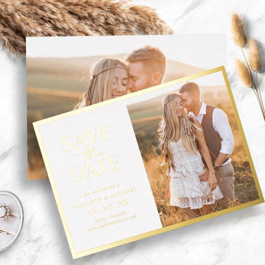 Foto Gold Foil Save the Date Folie Uitnodiging