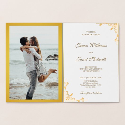 Foto Gold Foil Wedding Invitation Folie Kaarten (Binnen)