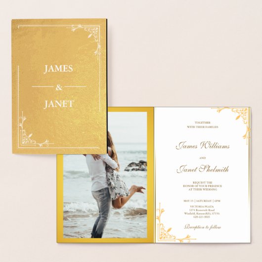 Foto Gold Foil Wedding Invitation Folie Kaarten (Display)
