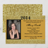 Foto Gold Glitter Afstuderen Invitation Kaart (Voorkant / Achterkant)