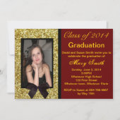 Foto Gold Glitter Afstuderen Invitation Kaart (Voorkant)