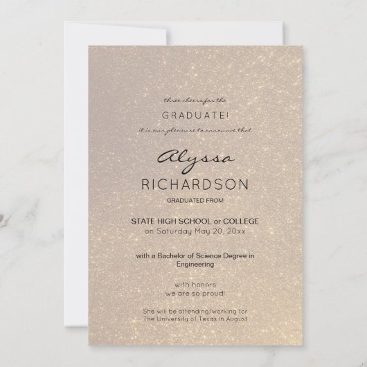 Foto & Gold Glitter x2 Afstuderen aankondiging (Achterkant)