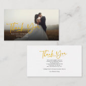 Foto Gold Hand-Lettered Wedding Hartelijk dank Notitiekaartje (Voorkant / Achterkant)
