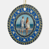 Foto: Gold Herdenking Diamond Portret Blue Keramisch Ornament (Links)