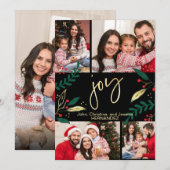 Foto Gold Joy op Black KerstGreenery Feestdagenkaart (Voorkant / Achterkant)