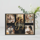 Foto Gold Joy Script Kerstmis kerstfeestdag Kaart (Staand voorkant)