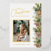 Foto Gold Kerstfeestay Folie Kaart (Voorkant)