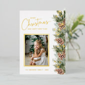 Foto Gold Kerstfeestay Folie Kaart (Staand Voorkant)