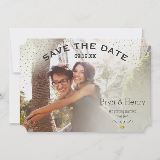 Foto Gold Light Effects Black Gold Stip op Back Save The Date