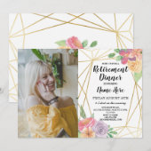 Foto: Gold Lijst Flowers Retirement Party in ruste Kaart (Voorkant / Achterkant)