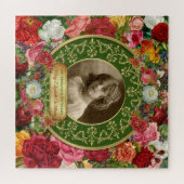 Foto: Gold Prachtige Rozen Herdenking Dark Green Legpuzzel (Horizontaal)