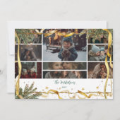 Foto Gold Ribbon Rustic Christmas Feestdagenkaart (Voorkant)