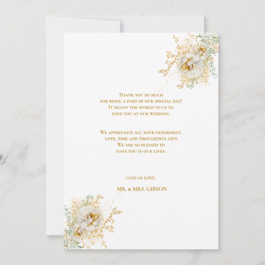 Foto Gold Script Floral Weddenschap Hartelijk dank (Achterkant)