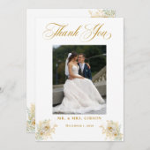 Foto Gold Script Floral Weddenschap Hartelijk dank (Voorkant / Achterkant)