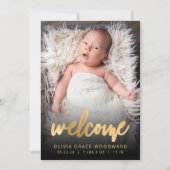 Foto Gold Script Zwart Welkom Geboorte Aankondiging (Voorkant)