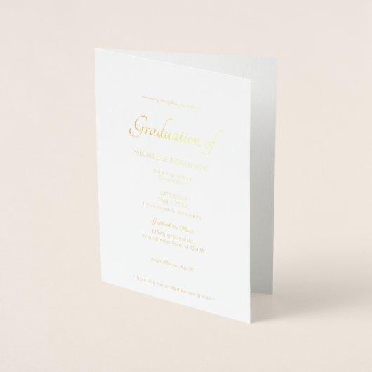 Foto & Gold Silver Foil Afstuderen & Party Invite Folie Kaarten (Voorkant)