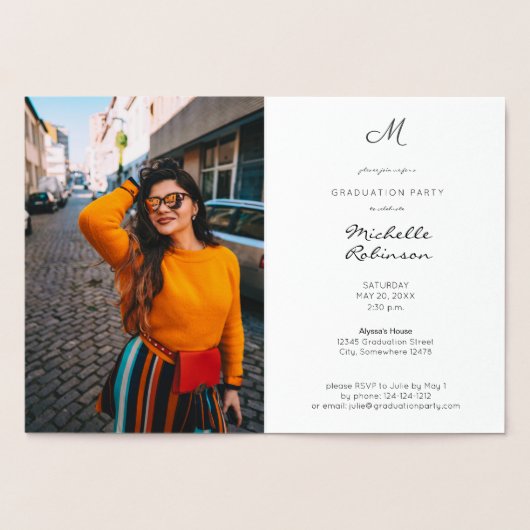 Foto & Gold Silver Foil Afstuderen & Party Invite Folie Kaarten (Binnen)