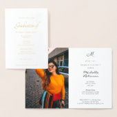 Foto & Gold Silver Foil Afstuderen & Party Invite Folie Kaarten (Display)
