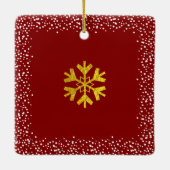 Foto Gold Snowflakes Peace Love and Joy Keepslag Keramisch Ornament (Achterkant)