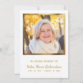 Foto Gold Sympathie Memorial Funeral Hartelijk dan Bedankkaart (Voorkant)