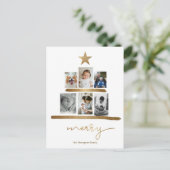 Foto Gold Tree Collage Merry kerst 2020 Feestdagenkaart (Staand voorkant)