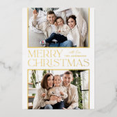 Foto Gold voor moderne kerstmis 2 Folie Feestdagenkaart (Voorkant)