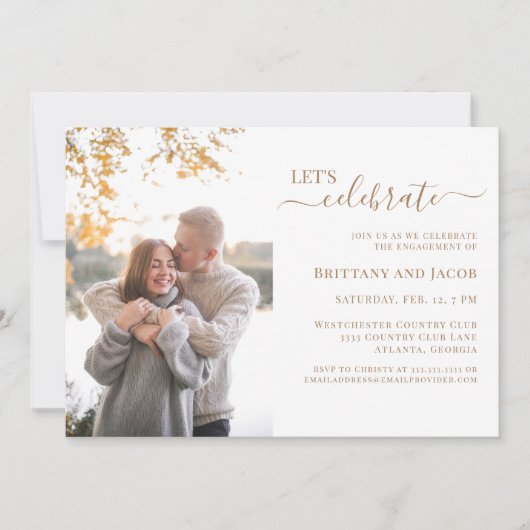 Foto Gold Wedding Engagement Party Kaart (Voorkant)