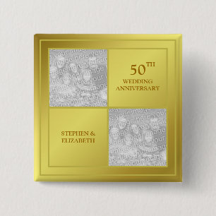 Foto Golden Jubileum van verleden en Cadeau (glimm Vierkante Button 5,1 Cm