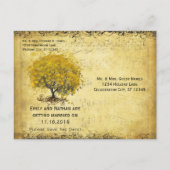 Foto Golden Yellow Heart Leaf Tree Save the Date Aankondigingskaart (Achterkant)