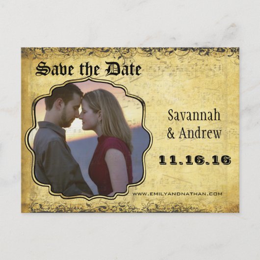 Foto Golden Yellow Heart Leaf Tree Save the Date Aankondigingskaart (Voorkant)