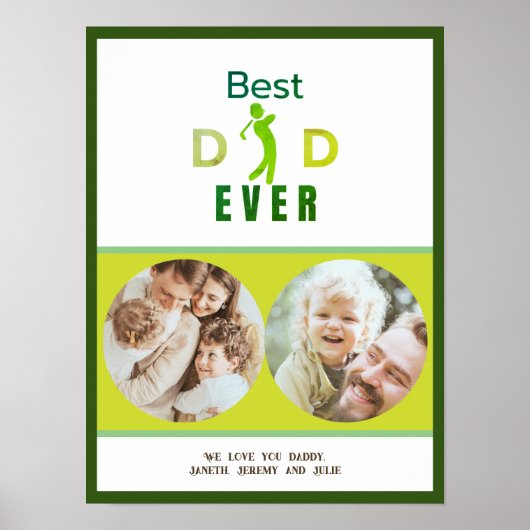 Foto Golf Best Dad Ever Cool Modern Fathers Day Poster (Voorkant)
