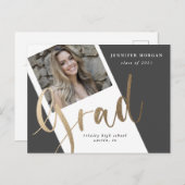 Foto Goud afstuderen Foto Aankondiging briefkaart (Voorkant / Achterkant)