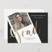Foto Goud afstuderen Foto Aankondiging briefkaart (Voorkant / Achterkant)