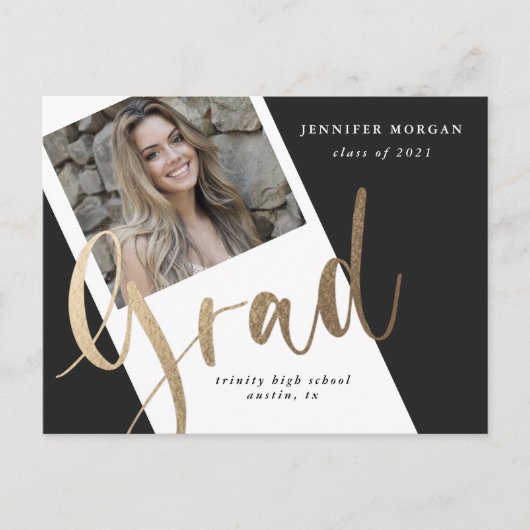 Foto Goud afstuderen Foto Aankondiging briefkaart (Voorkant)