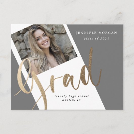 Foto Goud afstuderen Foto Aankondiging briefkaart (Voorkant)