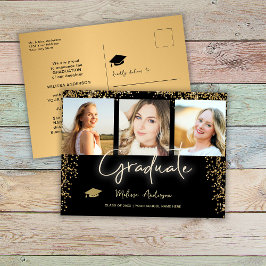 Foto Goud Afstuderen Navy Blue ballon Aankondiging Briefkaart