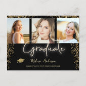 Foto Goud Afstuderen Navy Blue ballon Aankondiging Briefkaart (Voorkant)