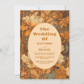 Foto Goud Bloemen Art Nouveau Bruiloft Kaart (Voorkant)