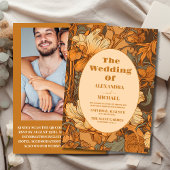 Foto Goud Bloemen Art Nouveau Bruiloft Kaart