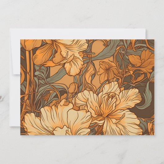 Foto Goud Bloemen Art Nouveau Bruiloft Save The Date (Achterkant)