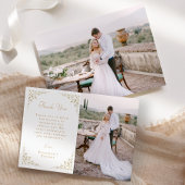 Foto Goud Botanisch Script Wedding Bedankkaart
