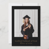 Foto Goud Elegante Rechten Afstuderen Kaart (Achterkant)