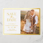 Foto Goud Folie Save The Date Uitnodiging (Voorkant)