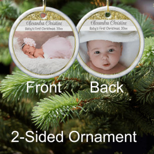 Foto Goud Lijst Dubbelzijdig 2 Afbeelding Baby eer Keramisch Ornament
