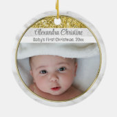 Foto Goud Lijst Dubbelzijdig 2 Afbeelding Baby eer Keramisch Ornament (Achterkant)